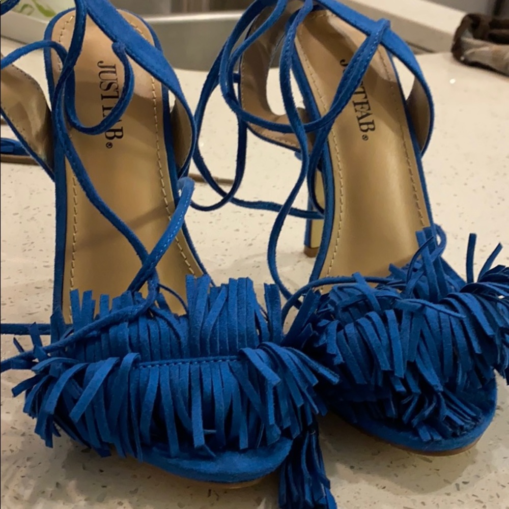 Just fab blue tie up heel